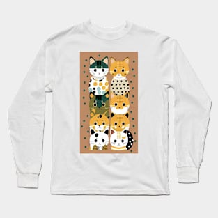 Polka Dot Purr-sistence: Resilient Cat Design Long Sleeve T-Shirt